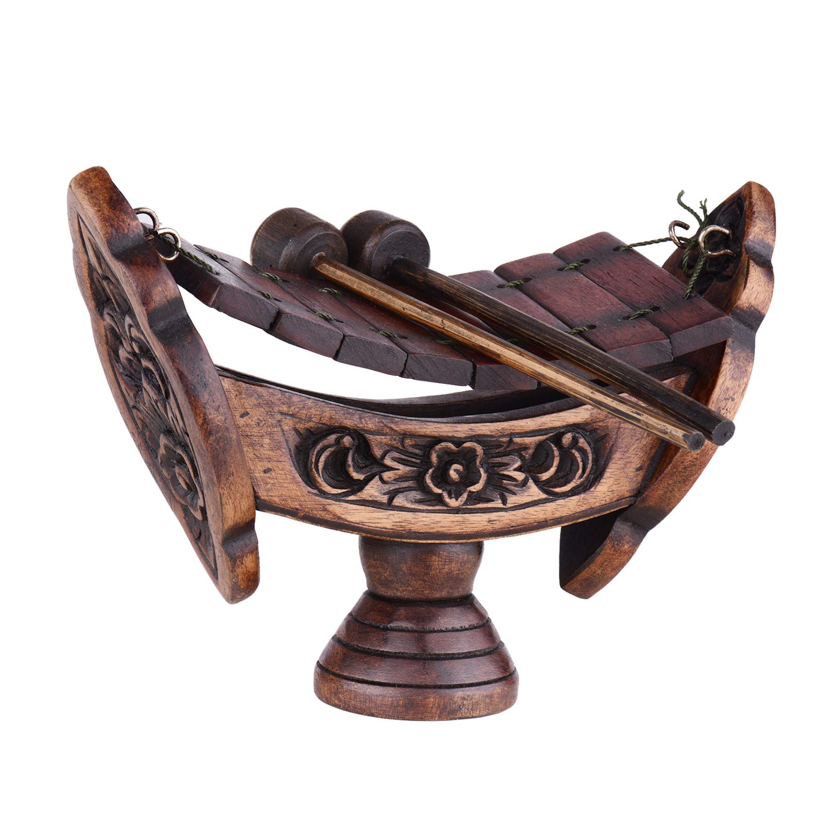 8 Noten Xylophon Teakholz Thai Traditionelles Percussion Musikinstrument Kunst Handwerk Holz Ornament Dekoration Geschenk für Home Office mit Schlägeln