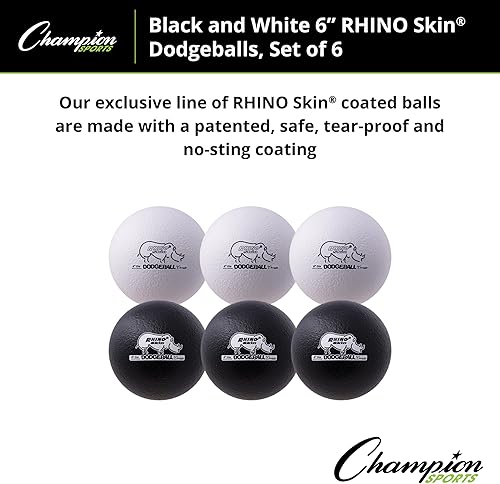 Miniatura 116 de Champion Sports Rhino Skin - Juegos de bolas de dodgeball de rebote bajo y individuales para juegos de juegos infantiles, PE, patio trasero y liga