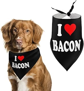 I Love Bacon Dog Bandanas Triangle Dog Bibs Cute Pet Scarf Kerchief for Small Medium Large Pet