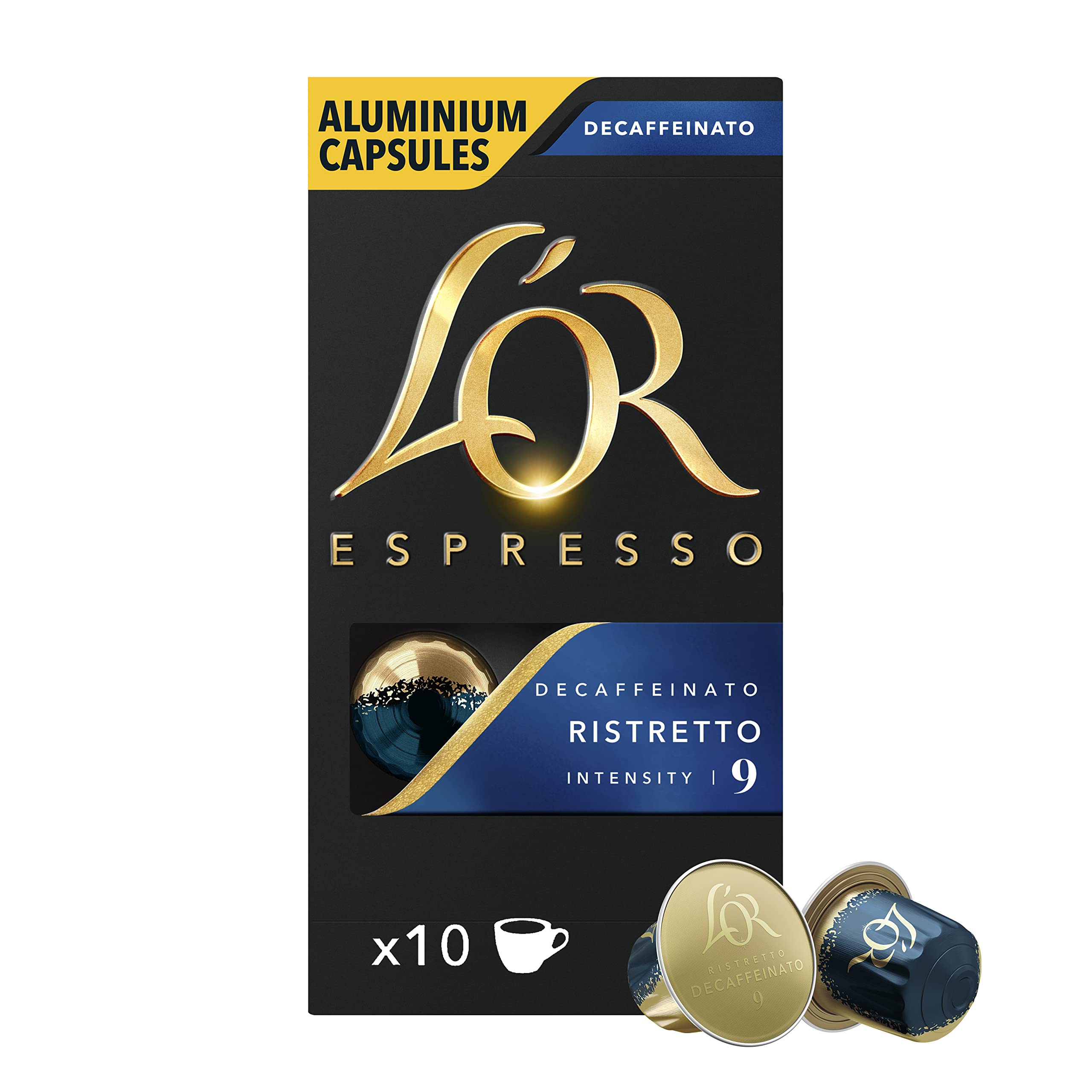 L'OR Espresso Ristretto Entkoffeinierter Espresso Entkoffeinierte Kaffeetassen, 10 x 10 Tassen