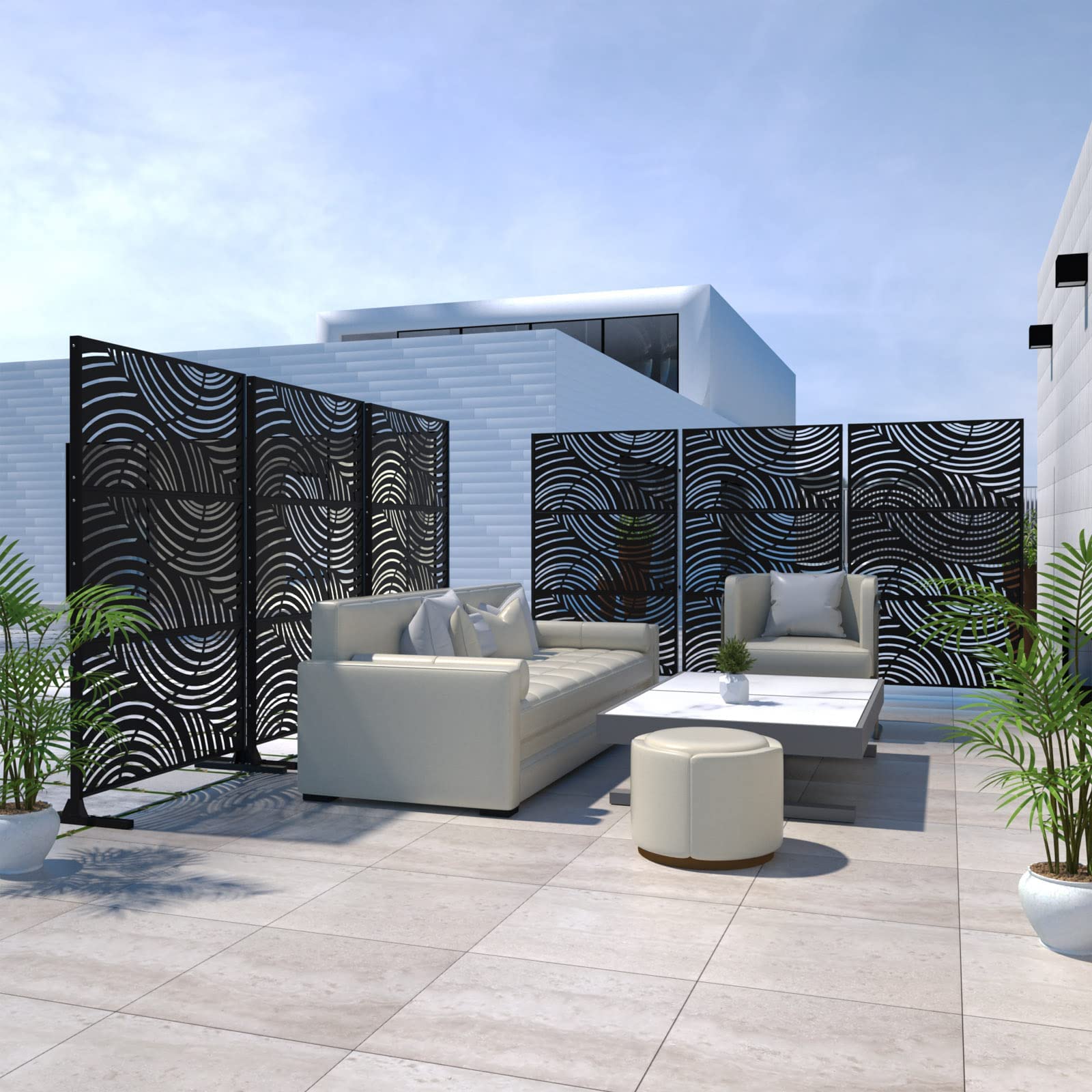 Decorative Outdoor Privacy Screens and Panels Divider with Stand, Laser