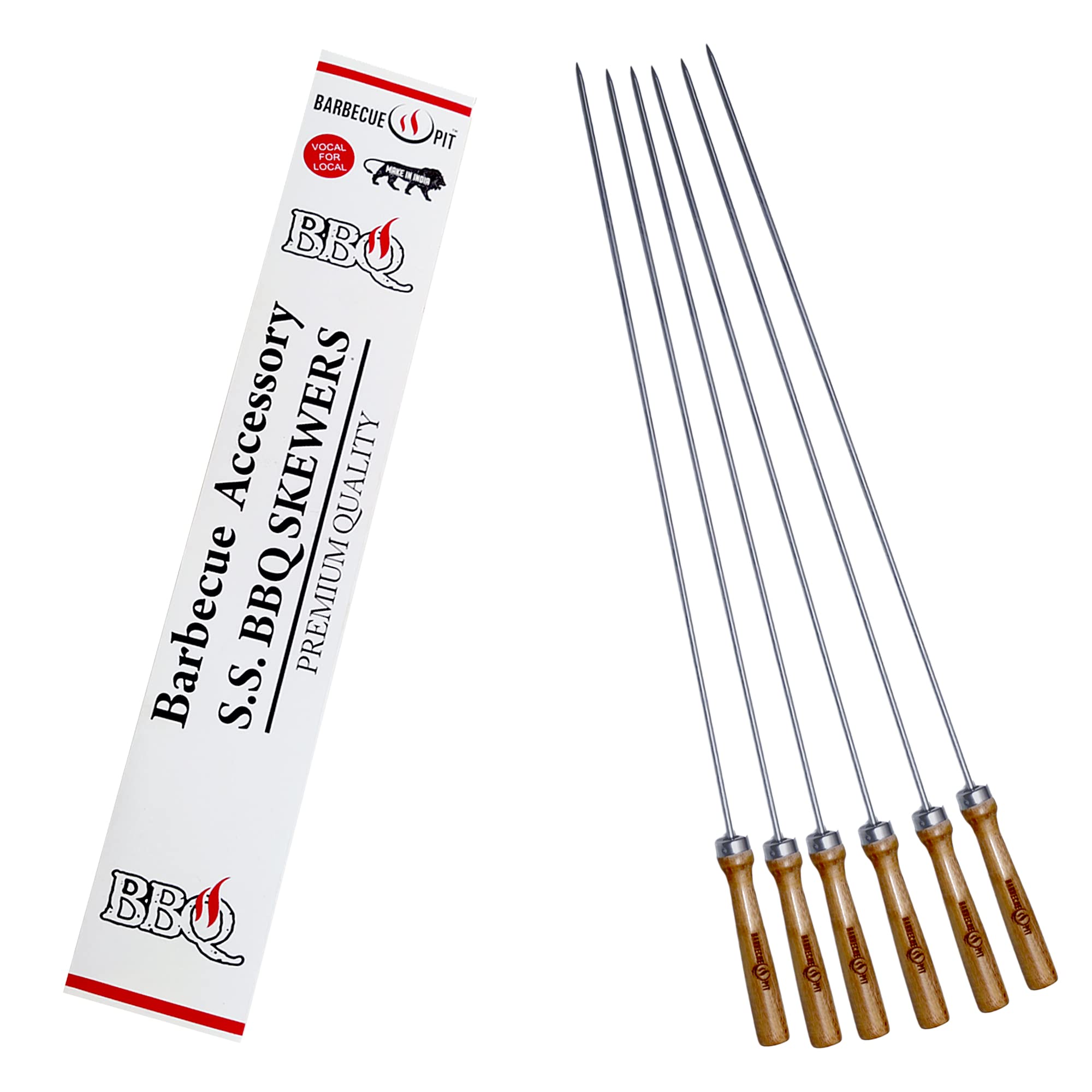 Barbecue Pit ® 4mm Round S.S. 304 Food Grade Skewer - 18" inches Long with Wooden Handle - Pack of 6pcs (B09DYP3SLB) Amazon Price History, Amazon Price Tracker