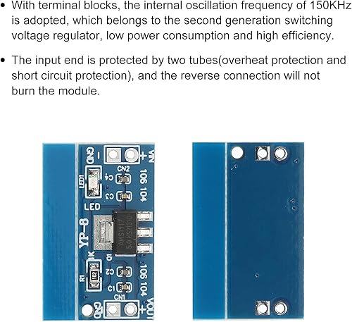 Miniatura 4 de MECCANIXITY Convertidor de corriente CC-CC AMS1117 6.5-12V a 5V 0.8A azul para transformadores de potencia con pasador de frecuencia, paquete de 10