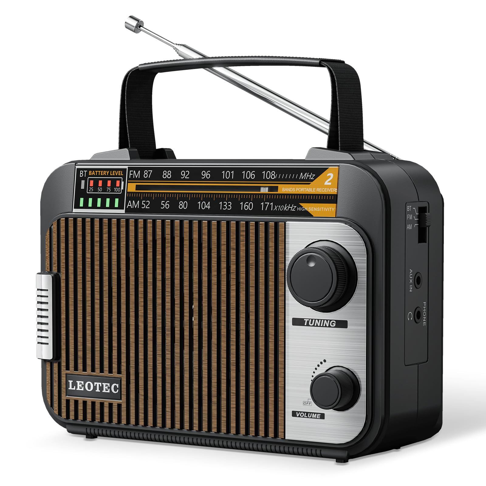LEOTEC Rádio AM FM com Bluetooth, rádio transistor vintage