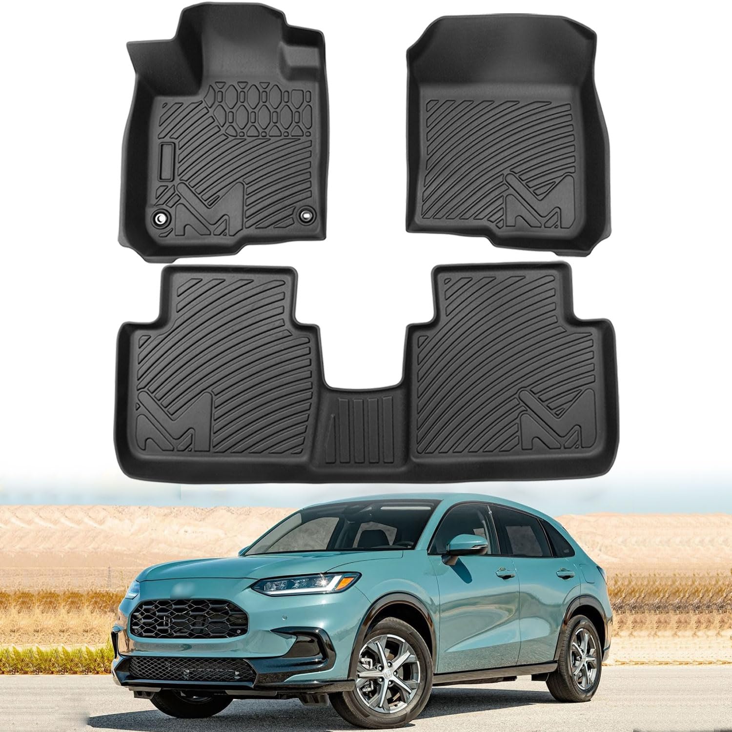 TPE Automotive Floor Mats Custom for 2023-2026 Honda HR-V HRV, All Weather Cover Protection Waterproof Black Floor Liner Front & Rear Row Full Set Car Mats, 3PCS