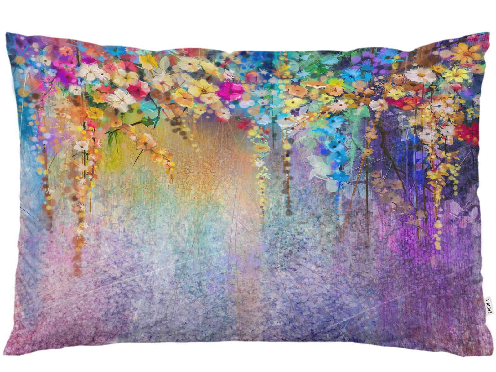 EKOBLA Throw Pillow Cover Abstract Floral Watercolor Herbs Weeds Alternative Blossoms Ivy Back Florets Shrub Decor Lumbar Pillow Case Cushion for Sofa Couch Bed Standard Queen Size 20x30 Inch