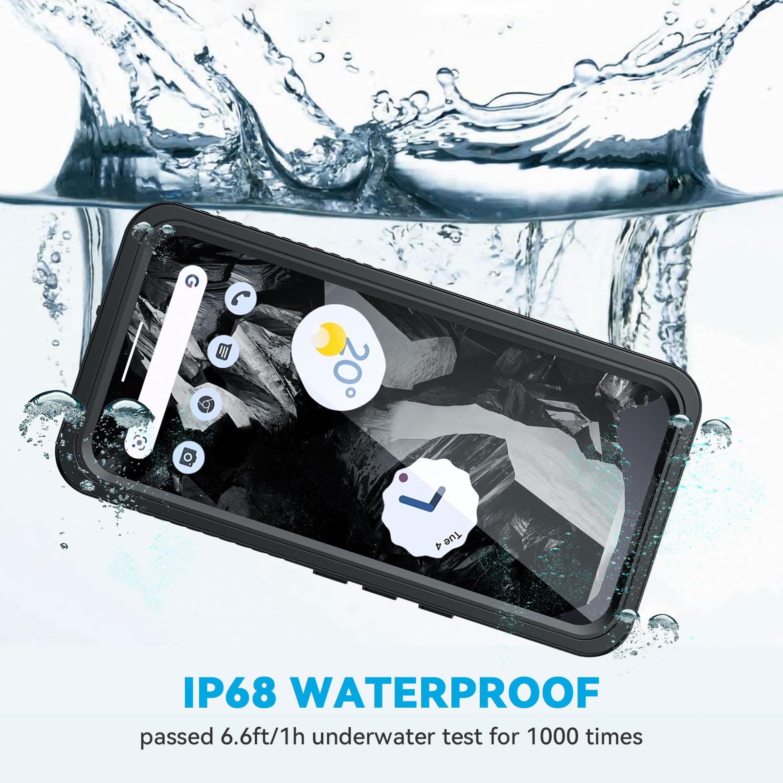 Lanhiem for Pixel 8a Case, IP68 Waterproof Dustproof Cover with Built-in Screen Protector - Image 2