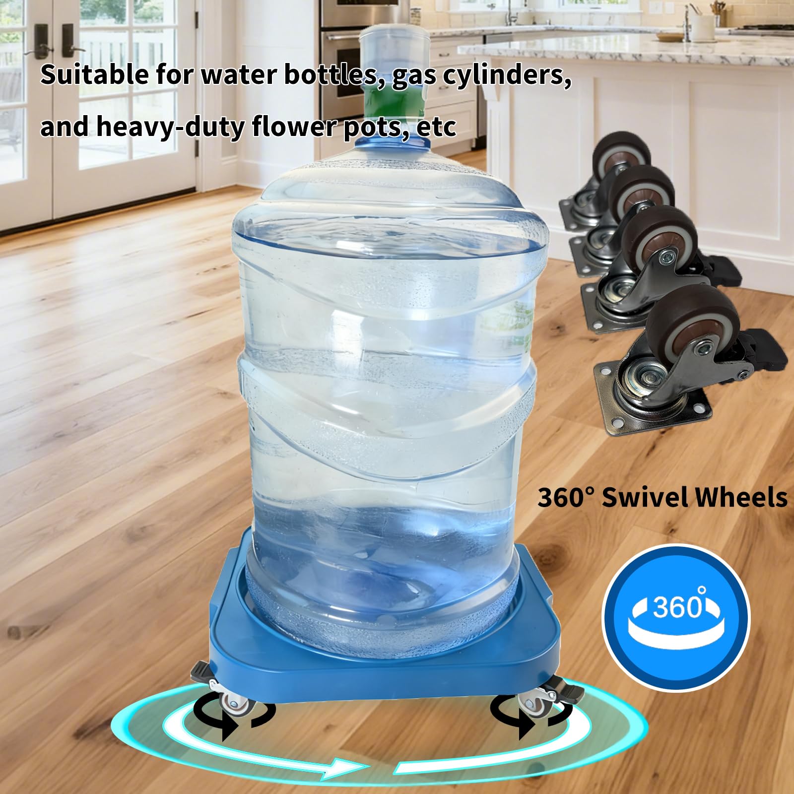 11" 5-Gallon Water Bottle Jug Caddy with 4 Rolling Swivel Casters - Heavy-Duty 5-Gallon Bucket Dolly & Plant Stand,(1, Black) — Amazon image 8