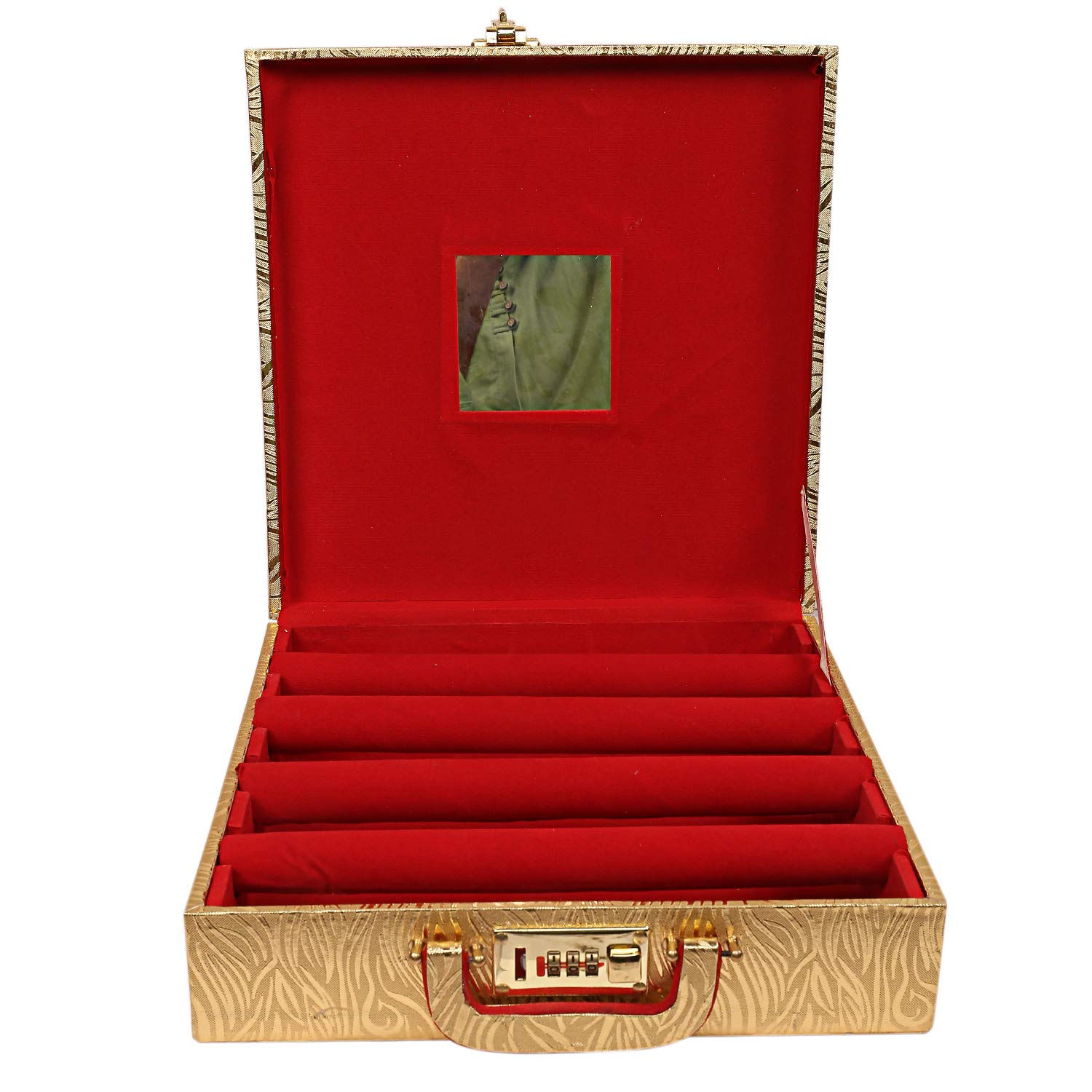 Kuber Industries Wooden 2 Pieces Four Rod Bangle Storage Box (Gold) -CTKTC8731