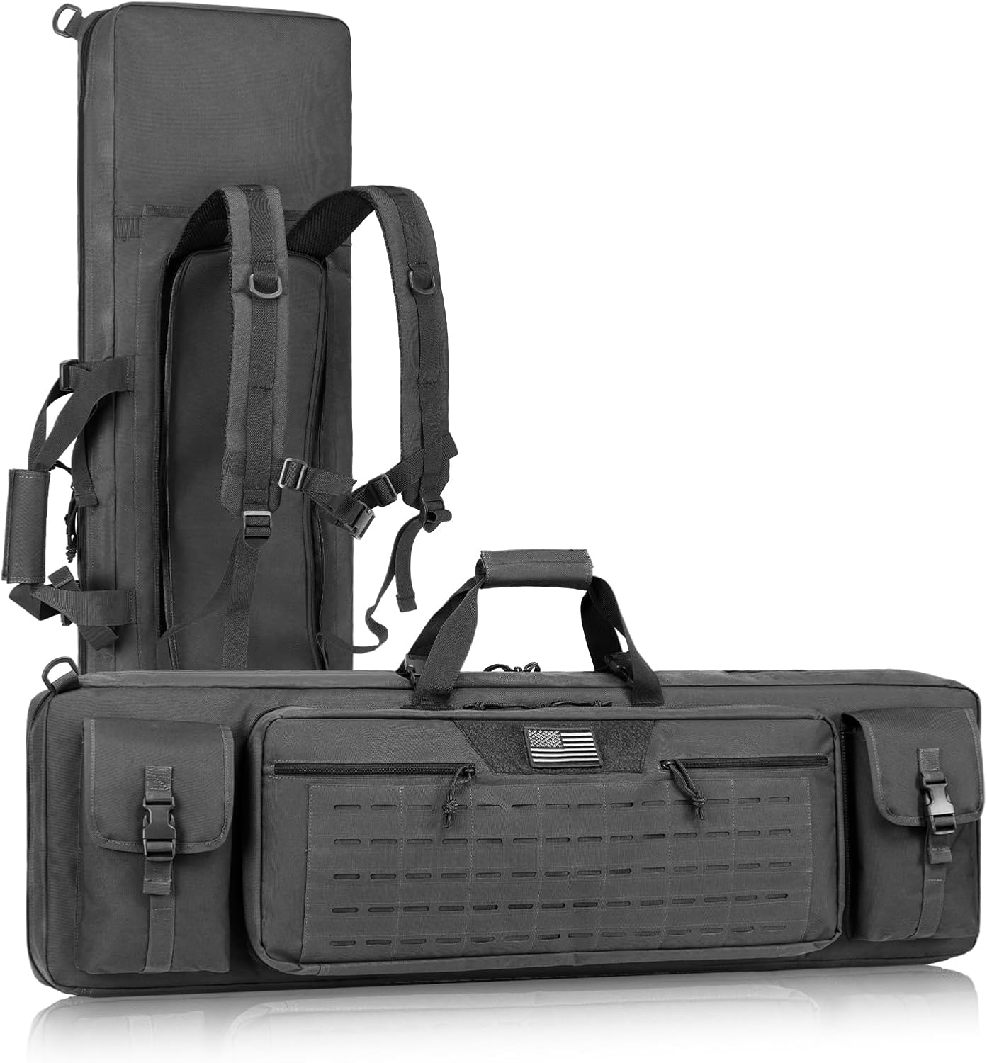 36/42 inch Soft Rifle Case Double Gun Case Backpack Strap Lockable Compartment, Long Rifle Bag for Gun Pistol Storage, for Hunting Shooting Outdoor
