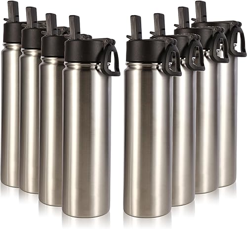 Miniatura 99 de Volhoply Botella de agua aislada de 24 onzas con tapa con pajilla, botellas deportivas de acero inoxidable de boca ancha con asa, tazas de vacío