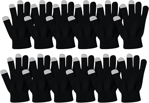 Winter Magic Gloves, 12 Pairs Stretchy Warm Knit Bulk Pack Mens Womens