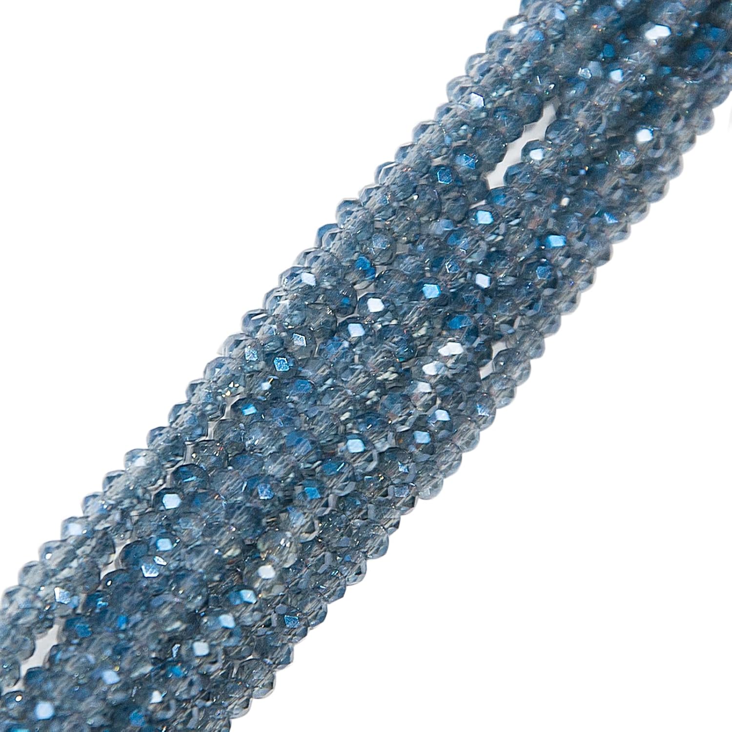 1600 Pcs Faceted Glass Beads, 10 Strands 3 mm Round Crystal Beads for DIY Jewelry Making-Lake Blue