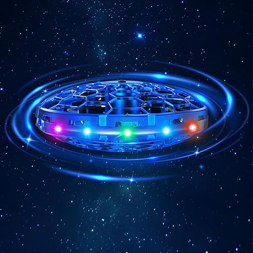 Dron de juguete volador operado a mano para niños, sensores de movimiento manos libres de 360, mini dron con luces LED frías, fácil de interior,