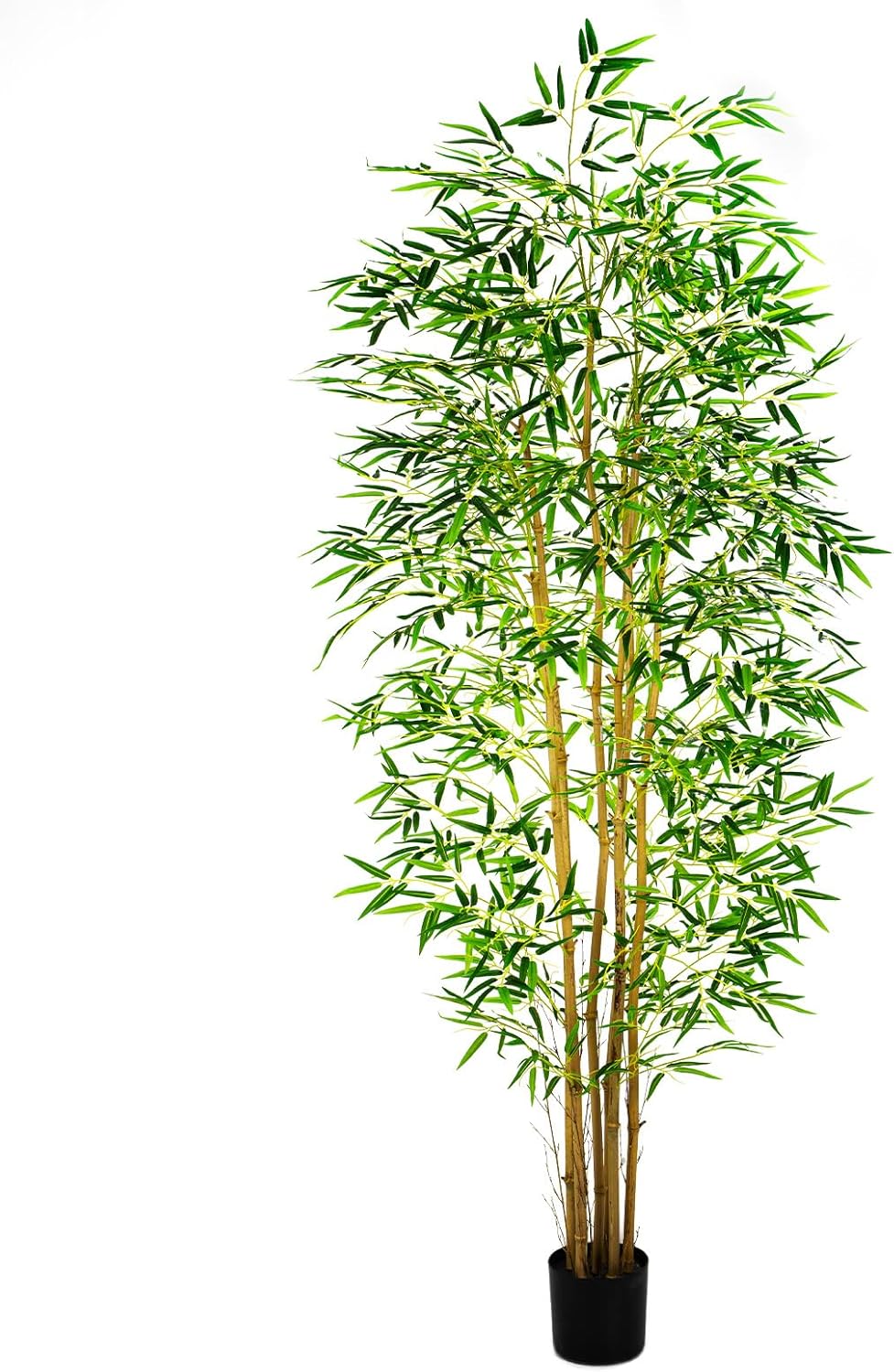 Artificial Bamboo Tree, Fake Bamboo Plant 7FT Tall with 6 Natural Real Bamboo Trunks, Artificial Tree Indoor Decor Faux Silk Tree for Home Office Living Room Modern Decor