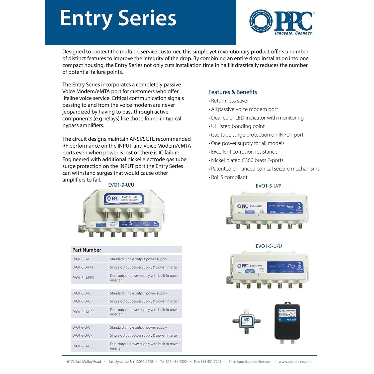 C.P. Company PPC Belden 5-Port Cable Amplifier EVO1-5-U/U with Power Adapter