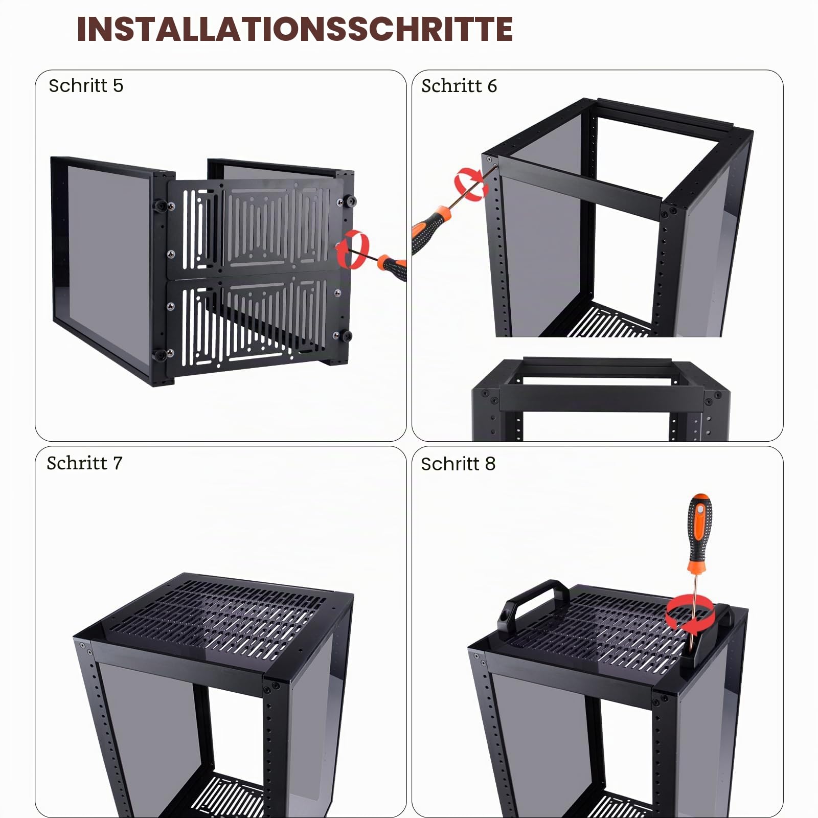 GeeekPi DeskPi RackMate T1 Plus, 8U 10 Zoll Serverschrank, 260 mm Tiefes Mini-Rack mit Regalboden & Blindplatte, für NAS, AV- & Netzwerktechnik (Schwarz)
