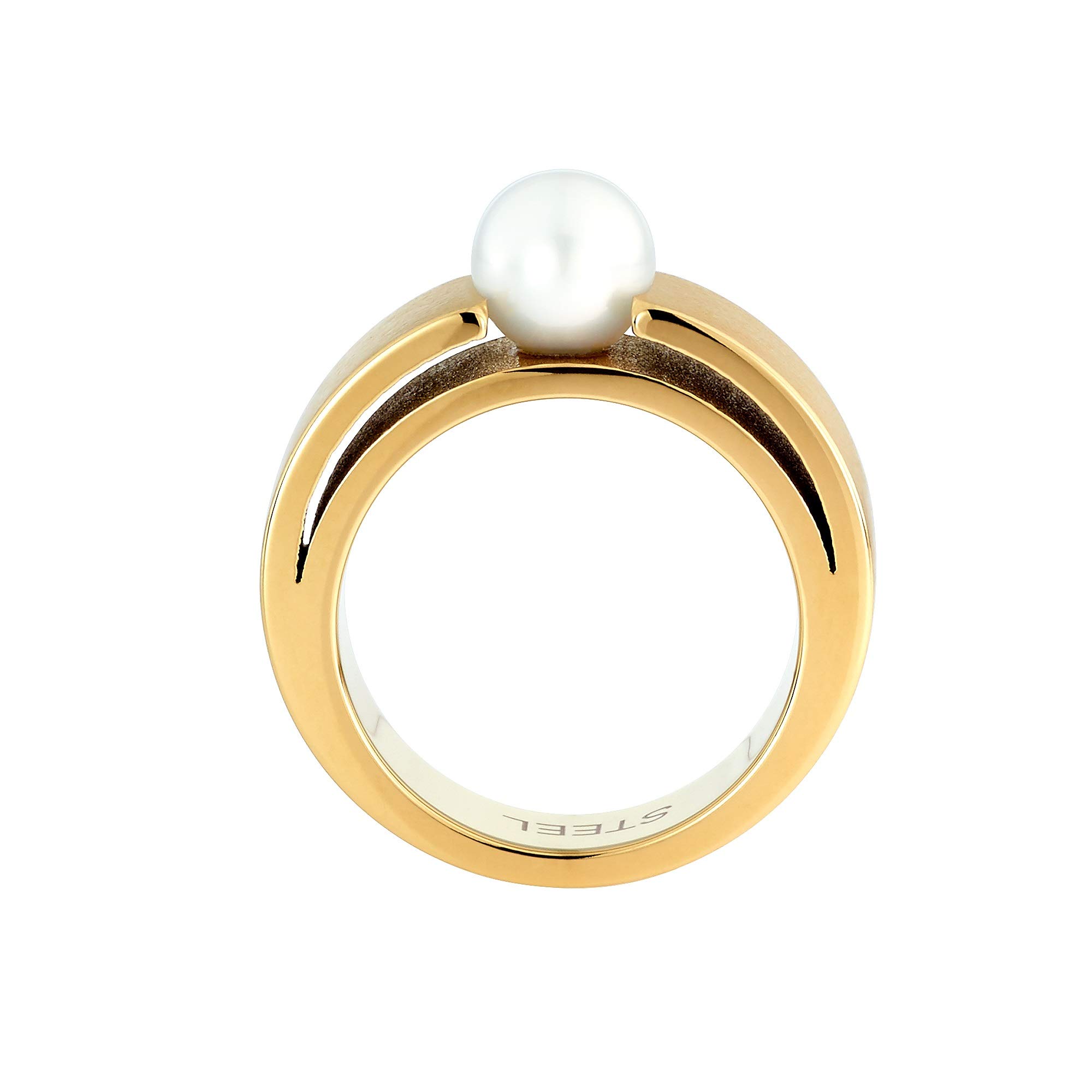 Heideman Perlenring Damen Gold Edelstahl mit Perle weiß