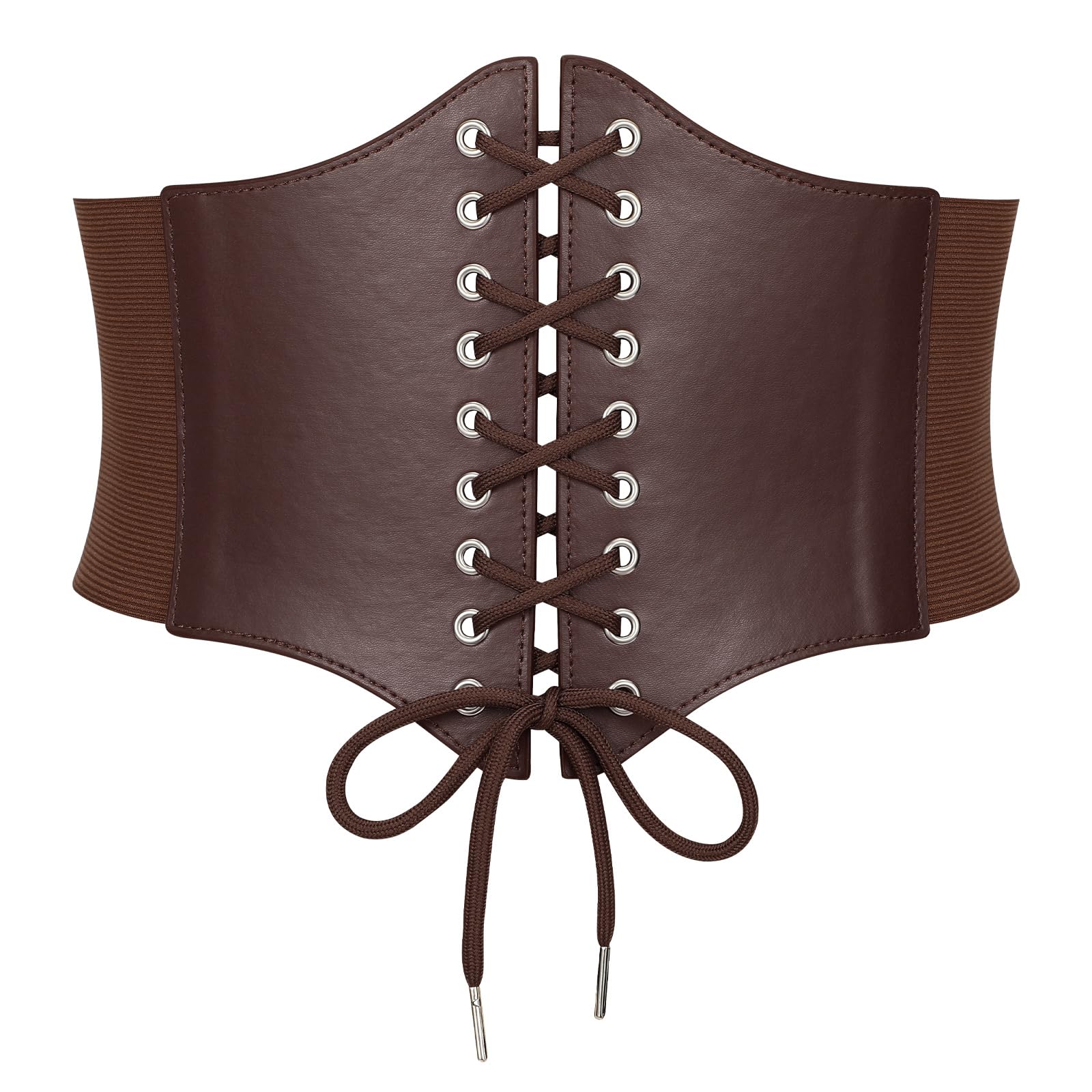 SANSTHS Wide Corset Belt for Women Lace-up Renaissance Corset Hight Waist Elastic Belt for Halloween Costume Parties
