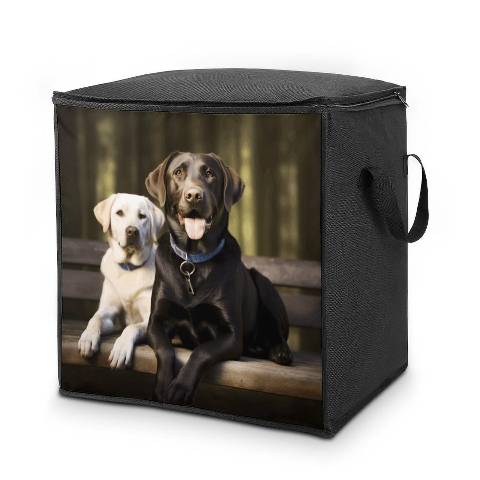 Labrador Storage Bag Quilt Storage Bag with Sturdy Zippered Fashion Breathable Closet Organizer Storage Boxes with Carry Handles for Blanket Pillow Bedding