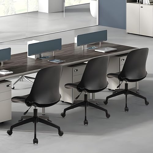 Miniatura 8 de CLATINA Silla de escritorio plegable de oficina con ruedas, silla giratoria ajustable para computadora de oficina del hogar, negro (paquete de 1)