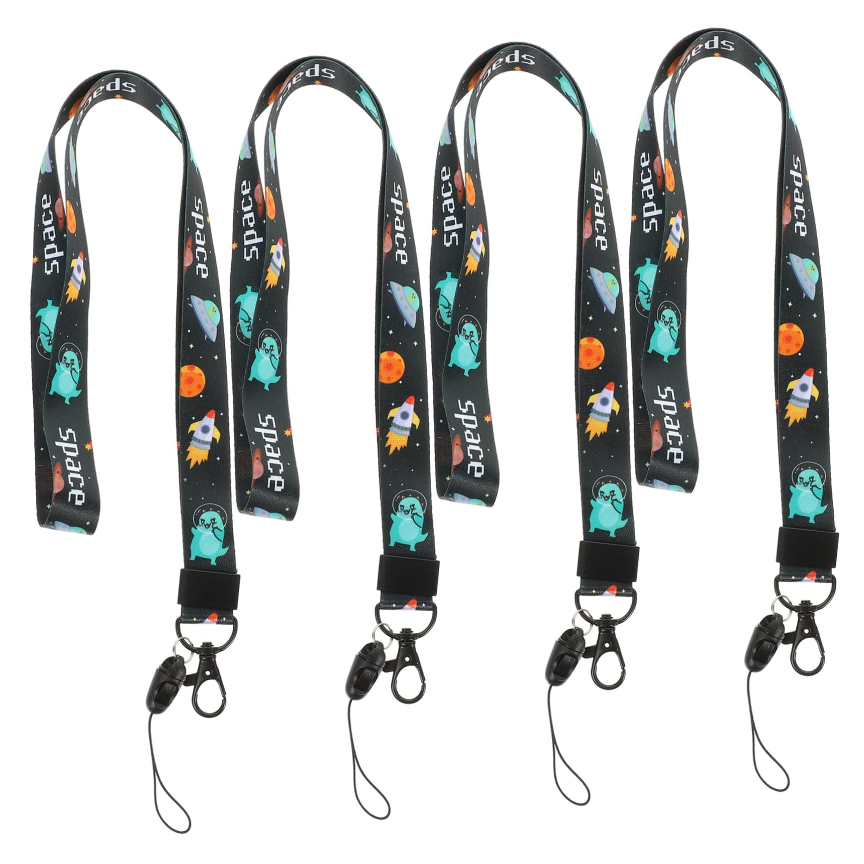 STOBOK 4pcs Cartoon Space Lanyards Cute Hanging Ropes Hanging Straps for Children Kids Id Badges Cards Cellphone