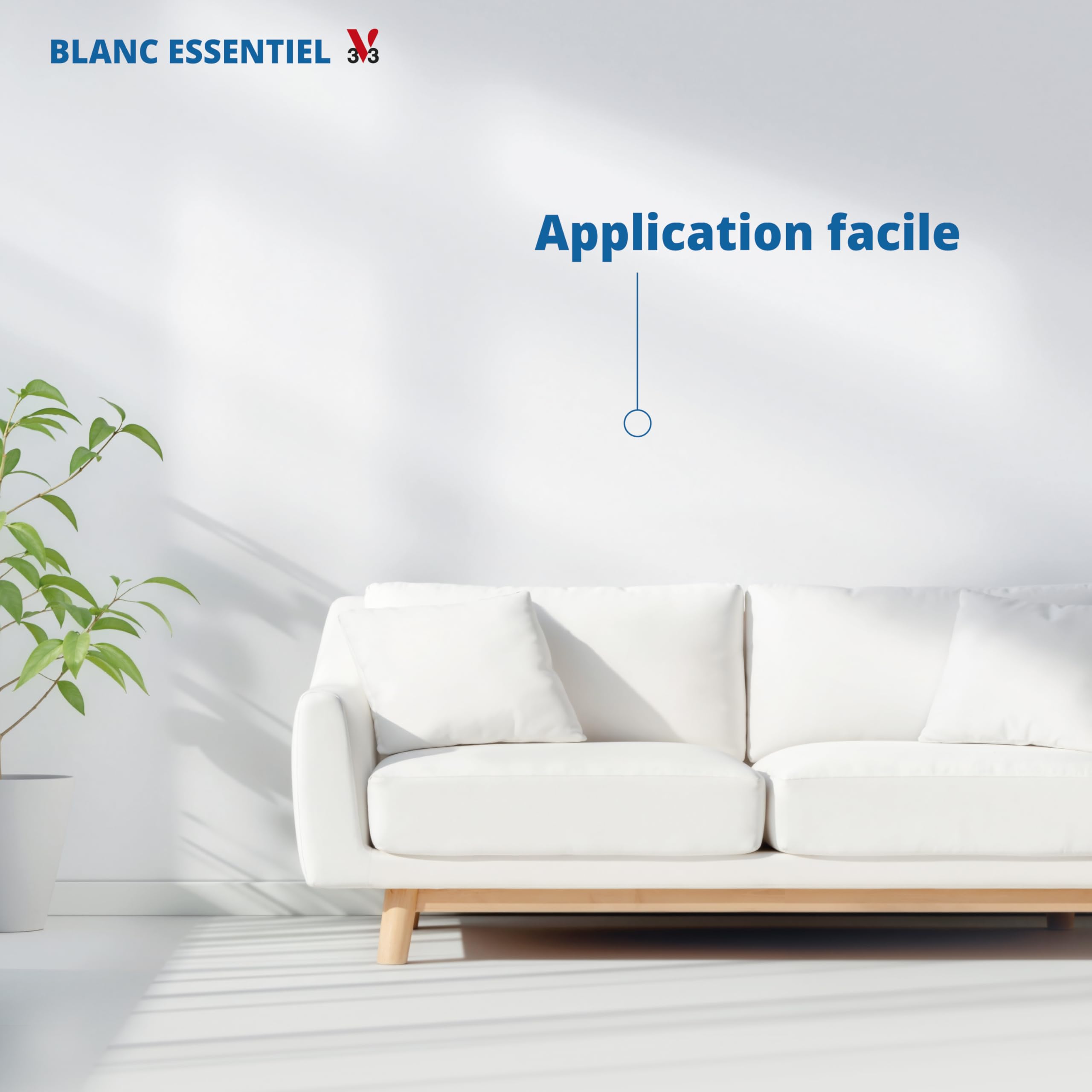V33 - Blanc Essentiel - Peinture Intérieure - Peinture Murs, Plafonds et Boiseries - Application Rapide & Facile - Couvre en 2 Couches - Chantier Rapide Recouvrable en 3h - Blanc Durable - Velours 10L