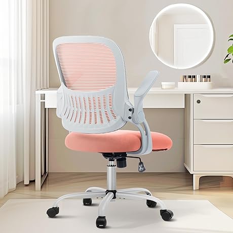 Sweetcrispy Pink Ergonomic Desk Chair for Dorm