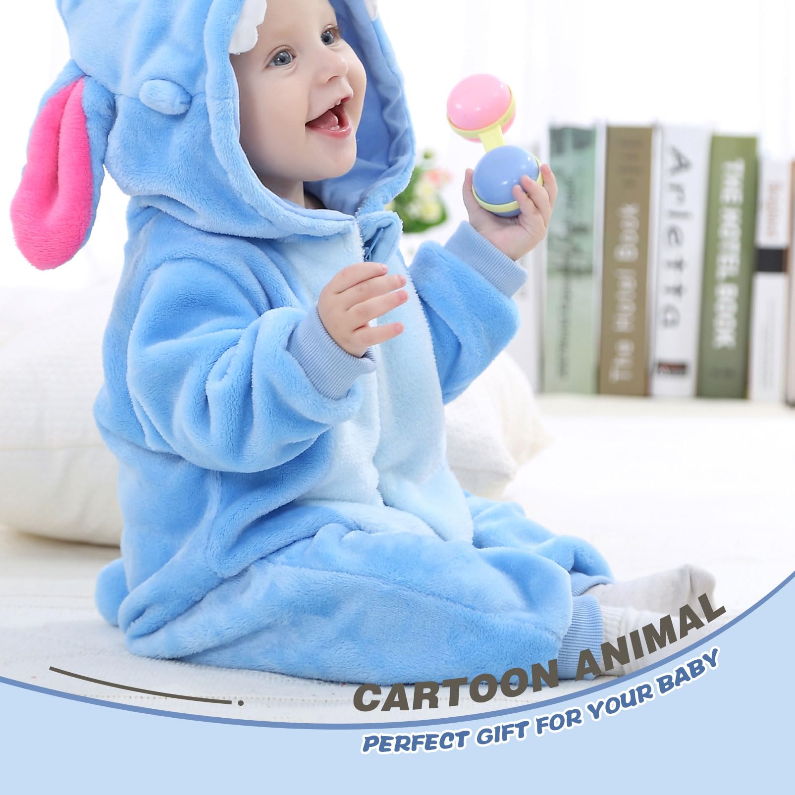 Pagliaccetto Neonato Invernale Costume Neonato, Flanella Unicorno Dinosauro Costume Neonata Sacco Nanna con Cappuccio Animale Tuta Neve Tutone Pile Bambino 0-36 Mesi