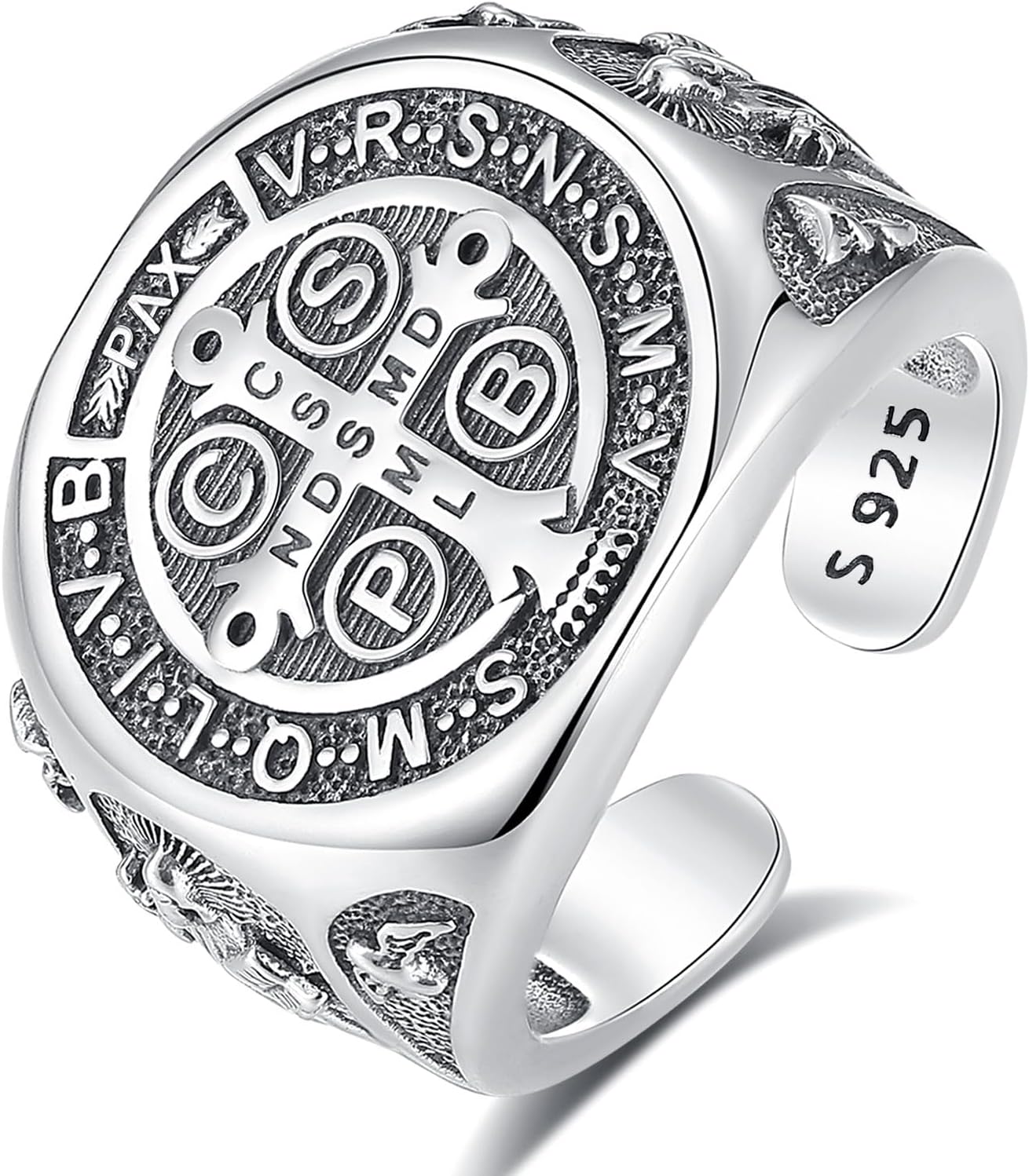 INFUSEU 925 Sterling Silver Rings for Men Women Unique Protection Gift