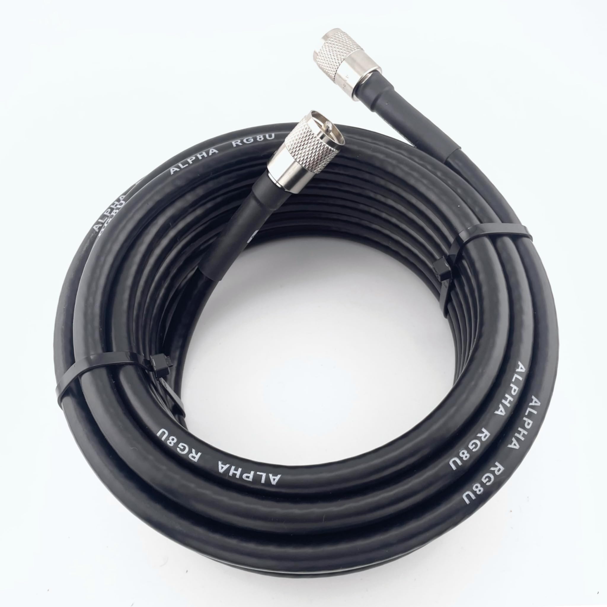 50ft RG8u Coax Cable with AMPHENOL PL259s Attached