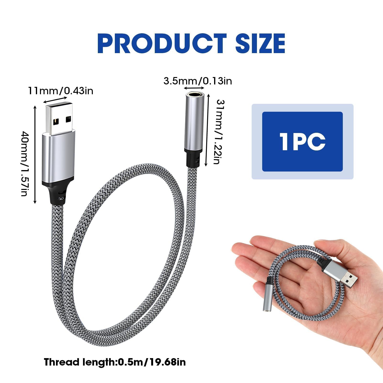 Adattatore USB a jack da 3,5 mm, mini scheda audio portatile, jack esterno per cuffie audio, microfono, altoparlante, plug e play, compatibile con più dispositivi