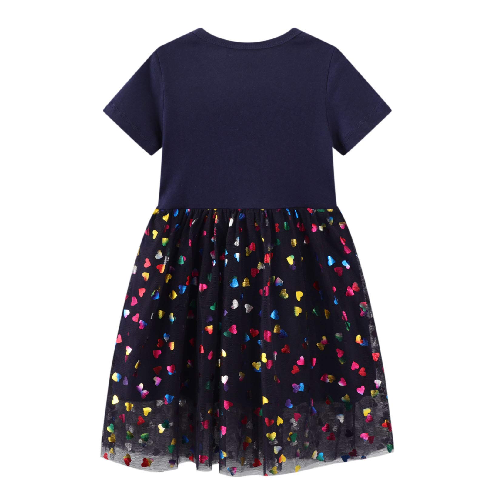 Vestido Niña Unicornio Algodón Lentejuelas Tul Cuello Redondo Vestidos Princesa Fiesta Verano Talla 2-7 Años