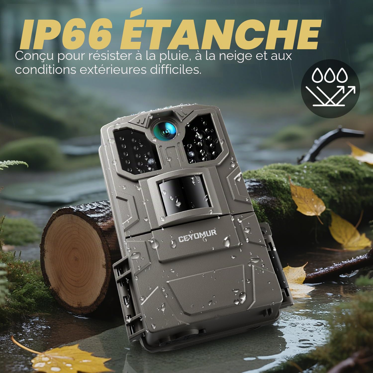 CEYOMUR Caméra de randonnée 20 MP 1080p avec Carte SD 32 Go et 4 Piles LED infrarouges Vision Nocturne Activée par Mouvement et étanchéité IP66 pour Le scoutisme de la Nature