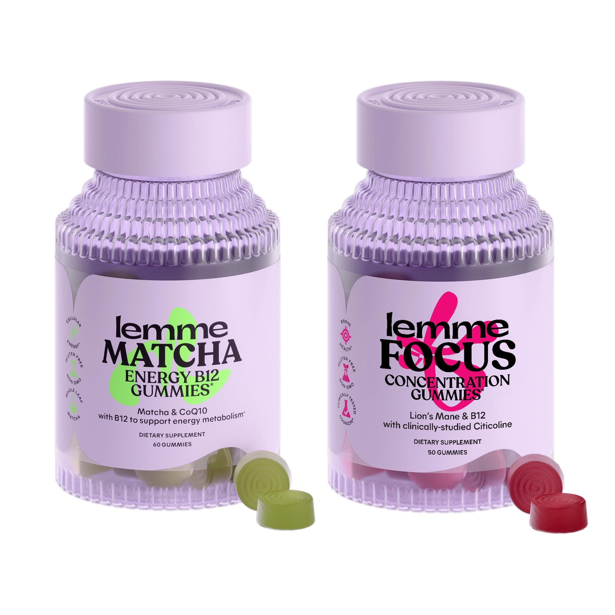 Amazon.com: Lemme Matcha & Focus Bundle | Superfood Energy Gummies