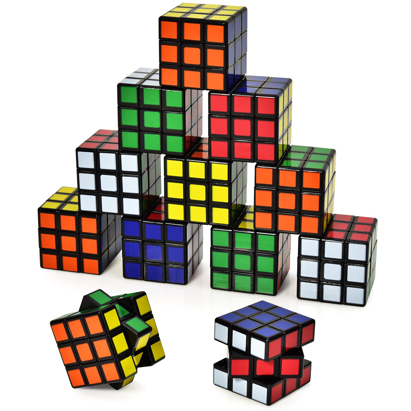 Willingood Mini Zauberwürfel Set, 12 Stück 3 * 3 * 3cm Magic Würfel Party Mitgebsel Kindergeburtstag Gastgeschenke für Weihnachten Reisespiele Geburtstag Mädchen und Jungen Klein Magic Cube
