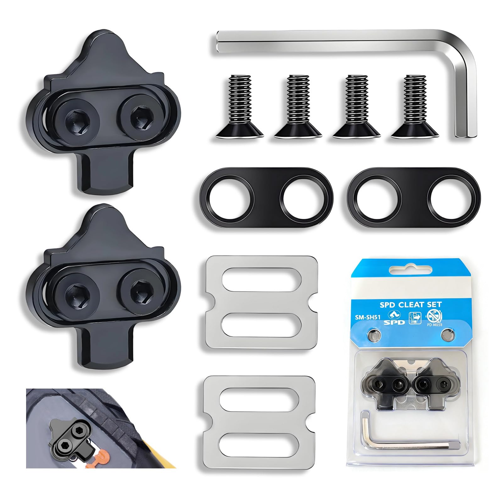 Nevoluxer 2 Pack Durable Anti Slip Cleats for Cycling Shoes MTB Road Bike and Indoor Spin Exercise, SPD Cleats Replacement Compatible with Shimano SPD Pedals