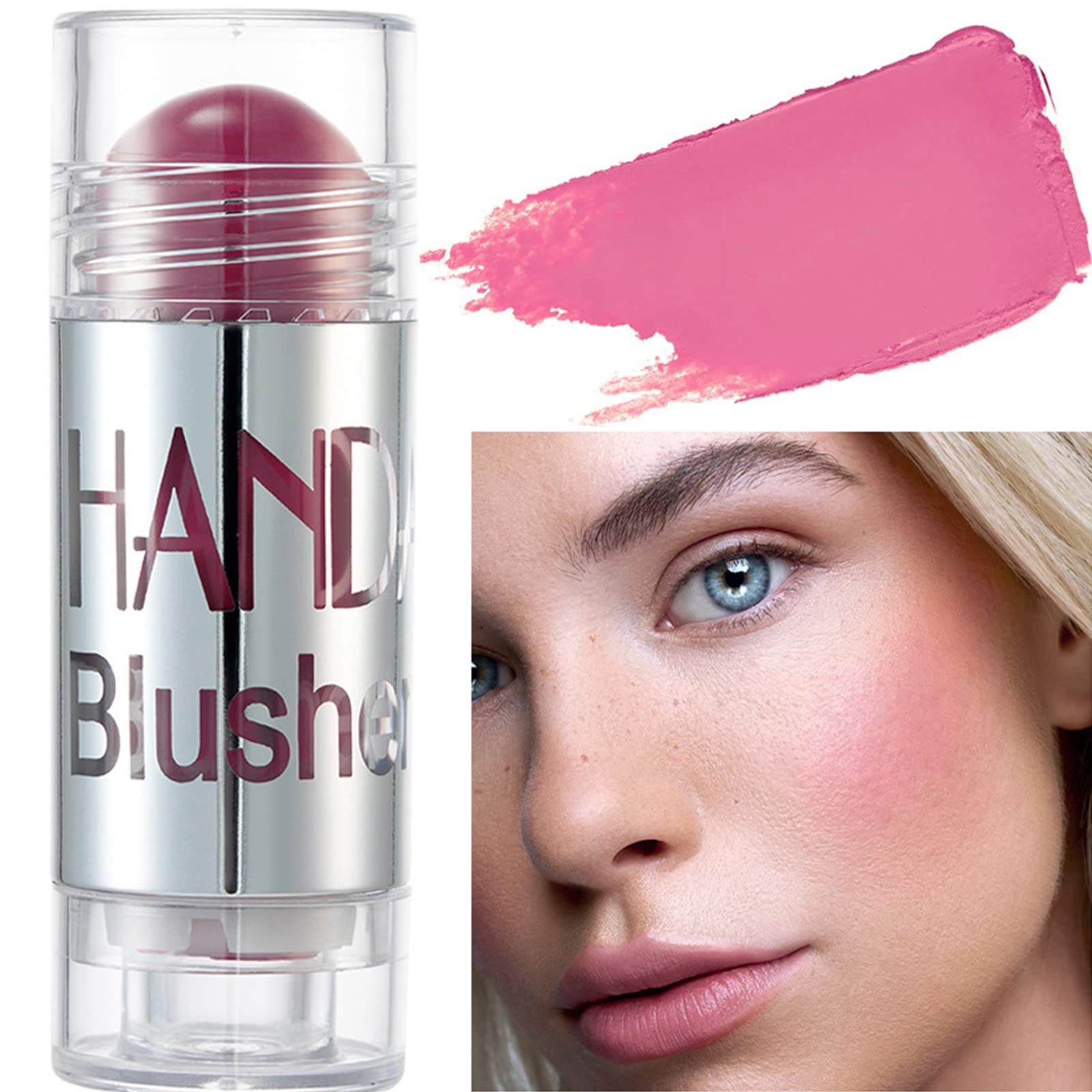 Cream Blush Stick, Multi Stick Makeup Face Blush Stick for Cheeks Eyes and Lips,Pink Rose for All Skin,Natural Makeup Waterproof Long Lasting