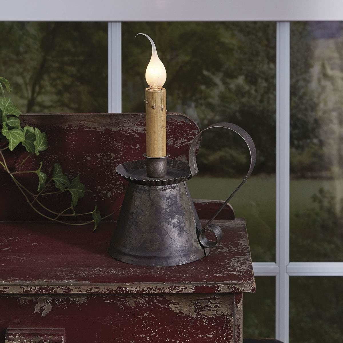 BLACK FOREST DECOR Rustic Candlestick Lamp, Accent Lighting, 6.75" W x 4.5" D x 7.5" H
