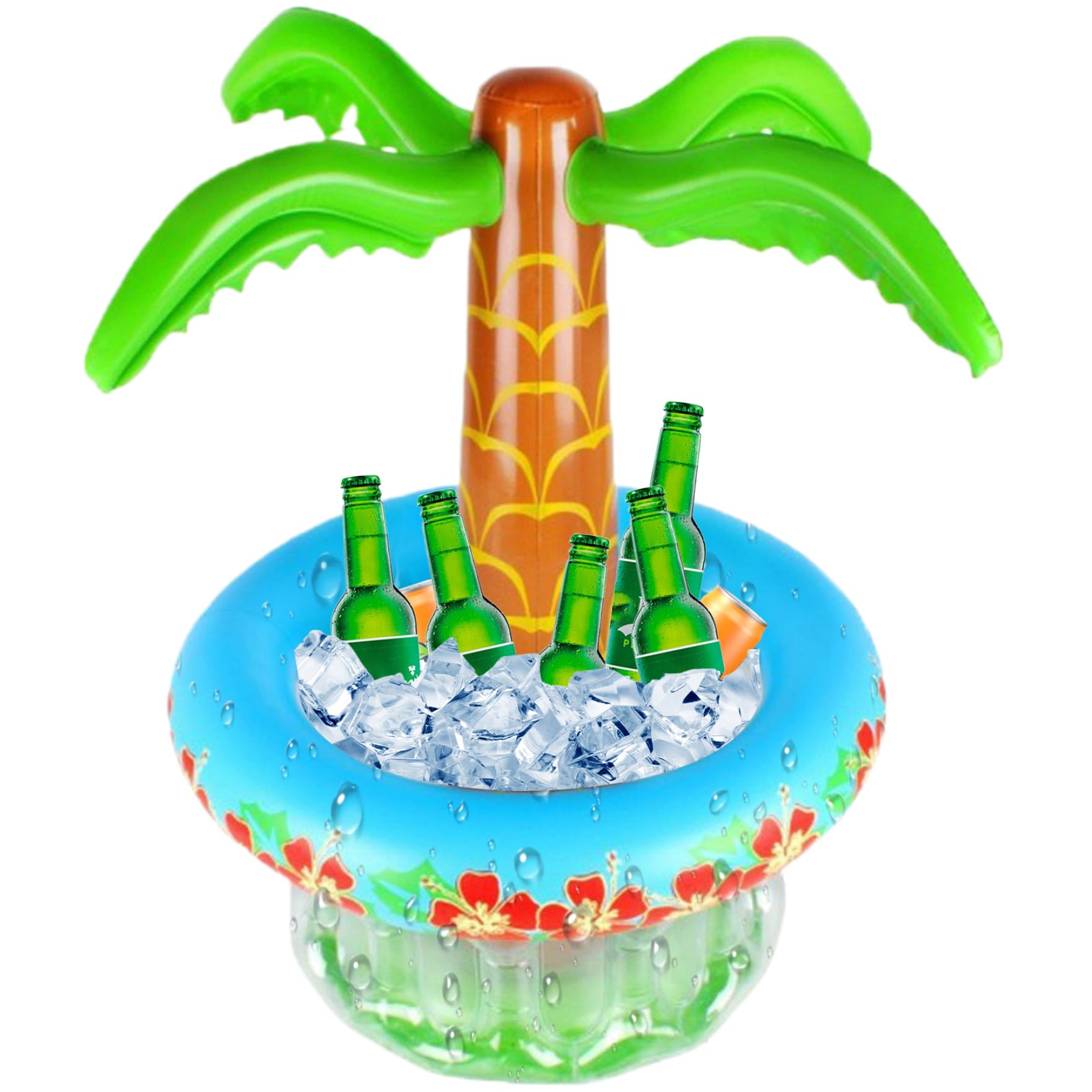BeVistoso Inflatable Palm Tree Cooler 18x25.6 Inch Cartoon Heavy Duty Inflatable Cooler with Sealed Valve Vibrant Thickened for Beach Pool Party
