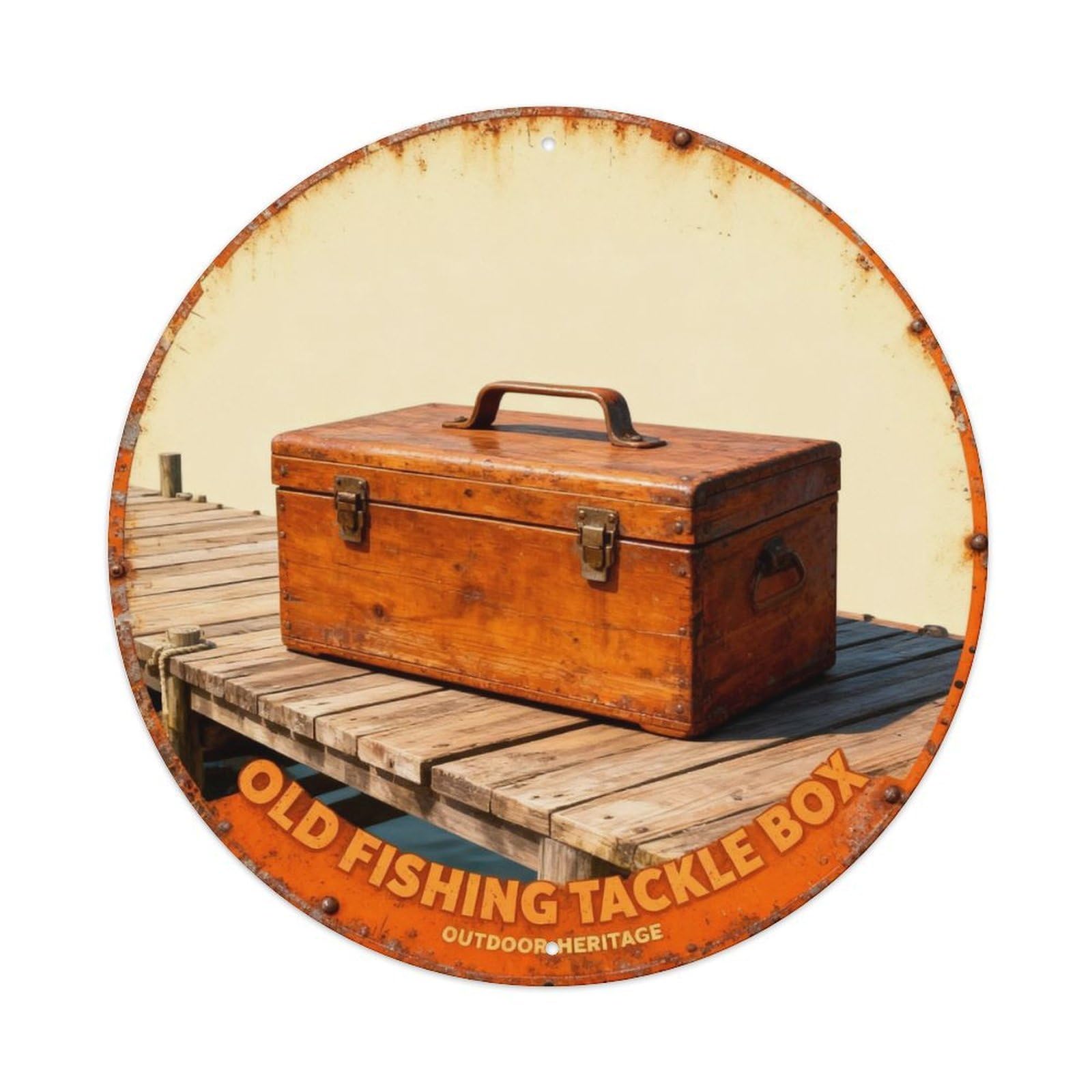 OLD FISHING TACKLE BOX Metal Tin Sign Plaque