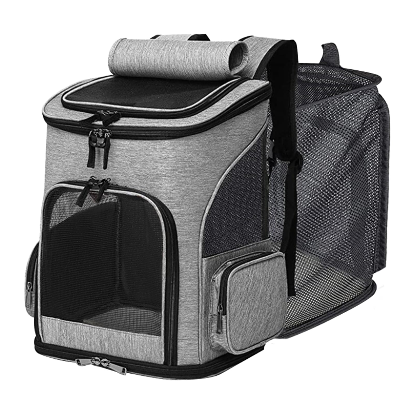Mochila para mascotas, mochila para perros de hasta 10 kg, plegable y ampliable, caja de transporte para gatos, bolsa de transporte para gatos, caja para perros con 2 alfombrillas para gatos y perros