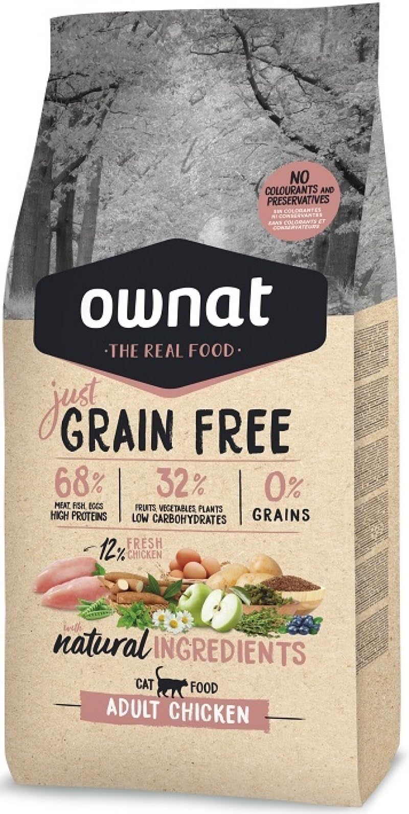 Optima Ownat Just Grain Free pienso para Gatos Adultos Pollo 8 Kilos (8 Kilos)