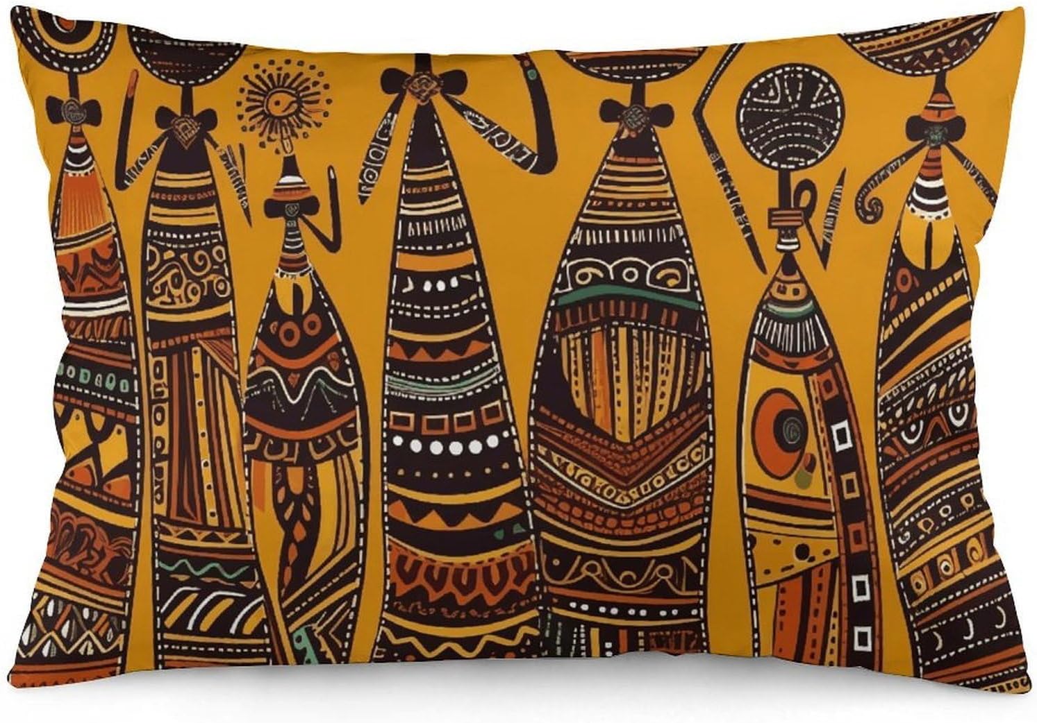 Creative African Culture Pillow Cases Queen Size Set of 1 Soft Comfortable Throw Pillows Covers Decorative Pillowcase with Zipper Bed Cushion Covers for Couch Sofa Bedroom 12 "x20