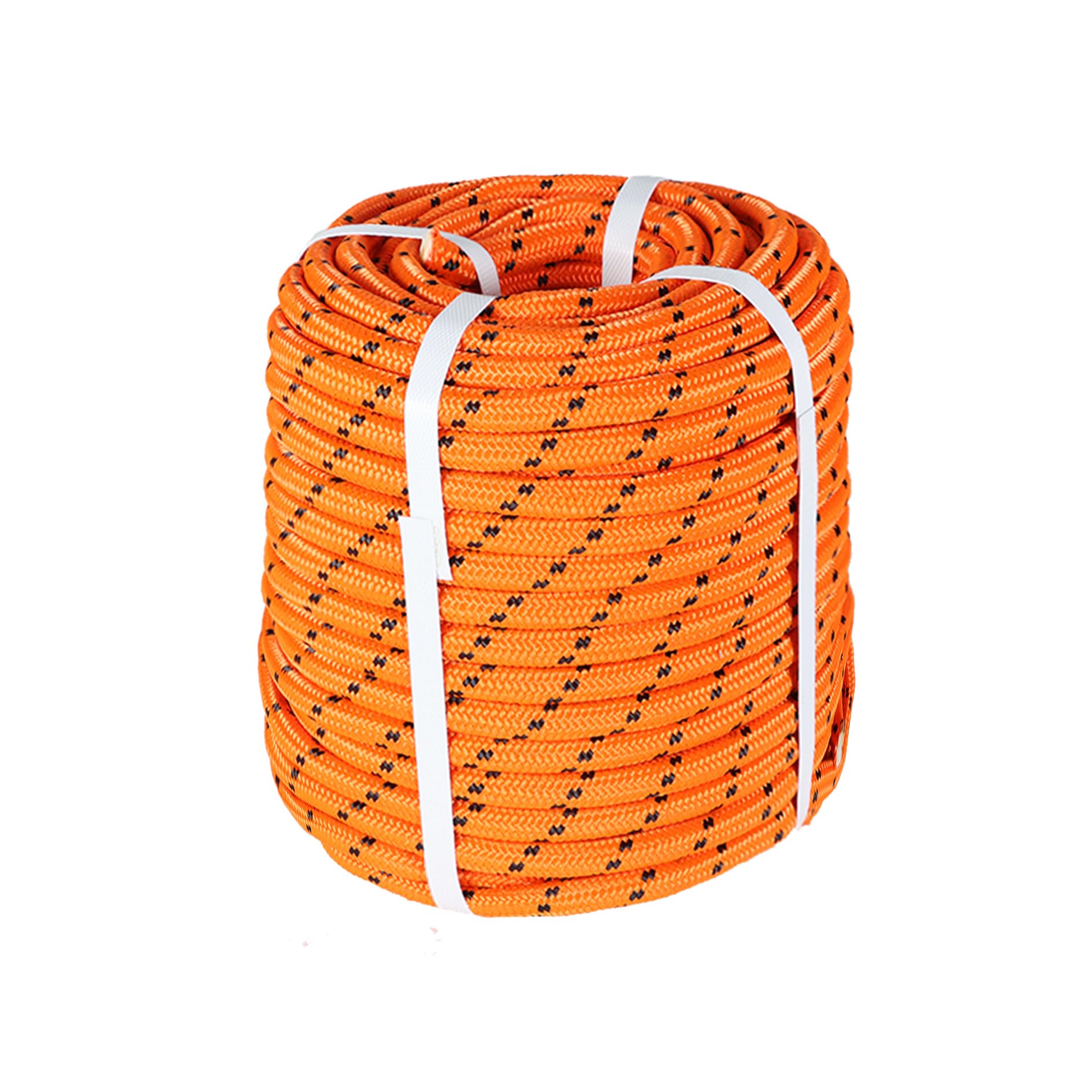 Cuerda de aparejo de poliéster trenzado doble de 1/2 pulgada por 150 pies, cuerda de alta resistencia para atar productos, tendedero, columpio (naranja)