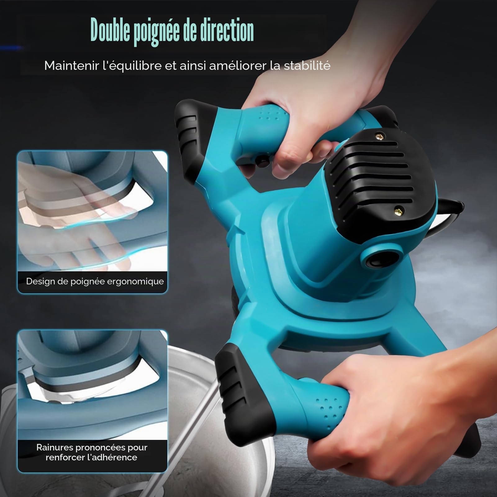 Malaxeur 3500W–6 vitesses,0-1500 tr/min,prise M14,avec spirale Ø120mm–mélangeur électrique pour béton,mortier & colle–démarrage progressif,protection thermique & double poignée ergonomique.