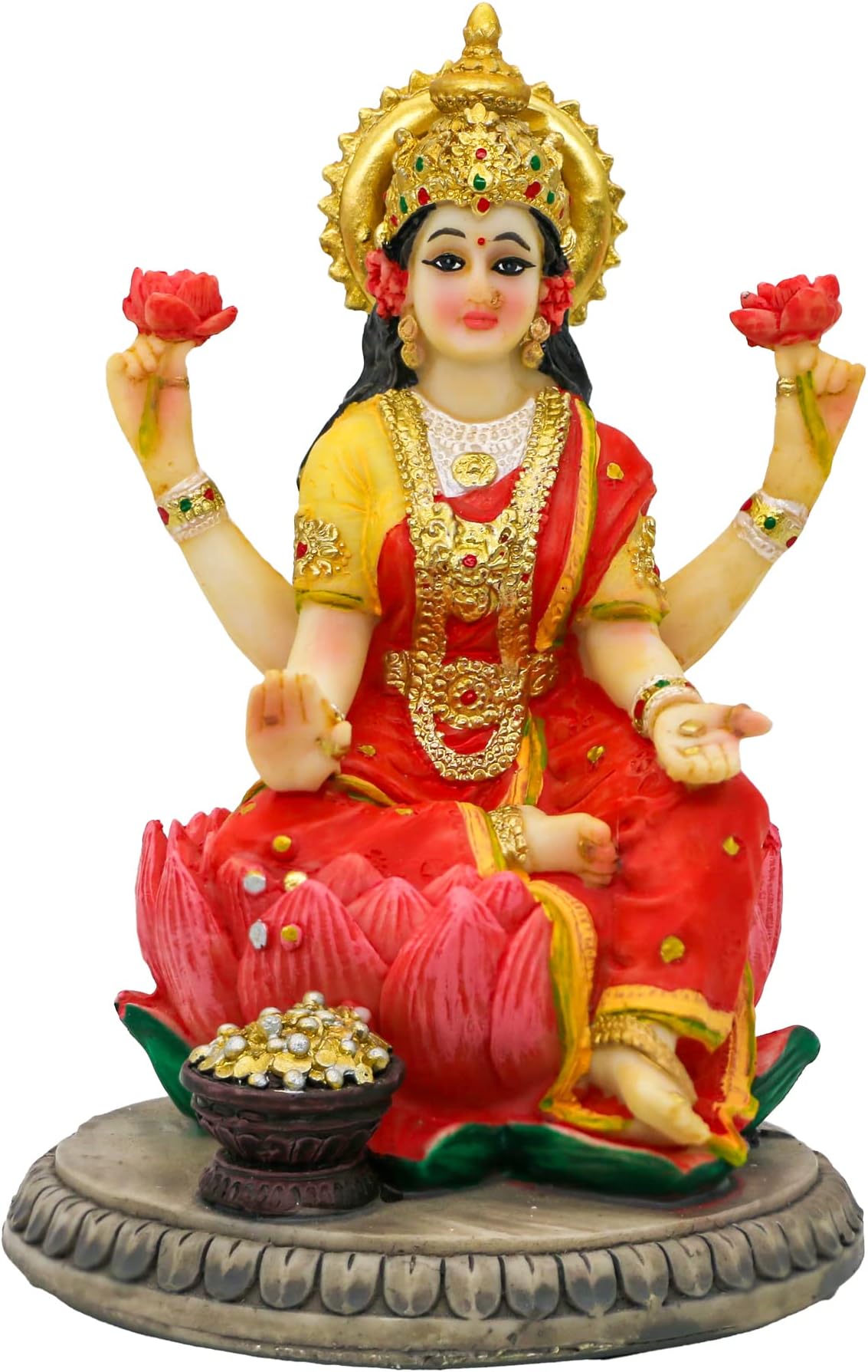 alikiki Indian Goddess Lakshmi Statue Figurine - 5.3”H Lakshmi Idols Statue Murti Laxmi Staue Home Office Temple Mandir Pooja Item Diwali Gifts Diwali Decoration for Home Spiritual Gift
