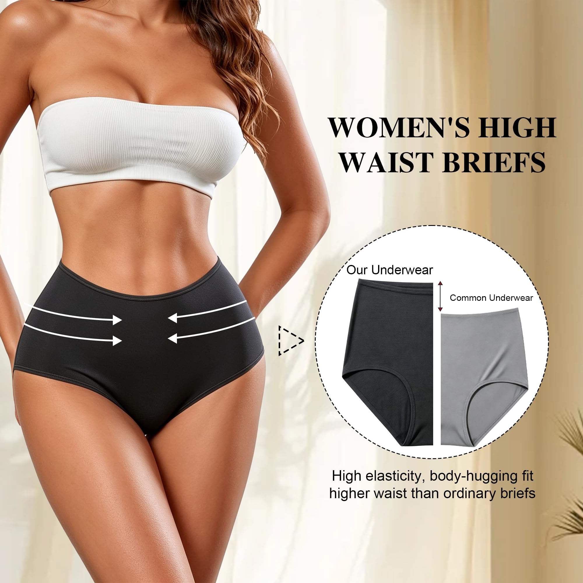 Biancheria intima da donna in cotone a vita alta slip da donna morbida copertura completa mutandine confezione da 4 dimensioni normali