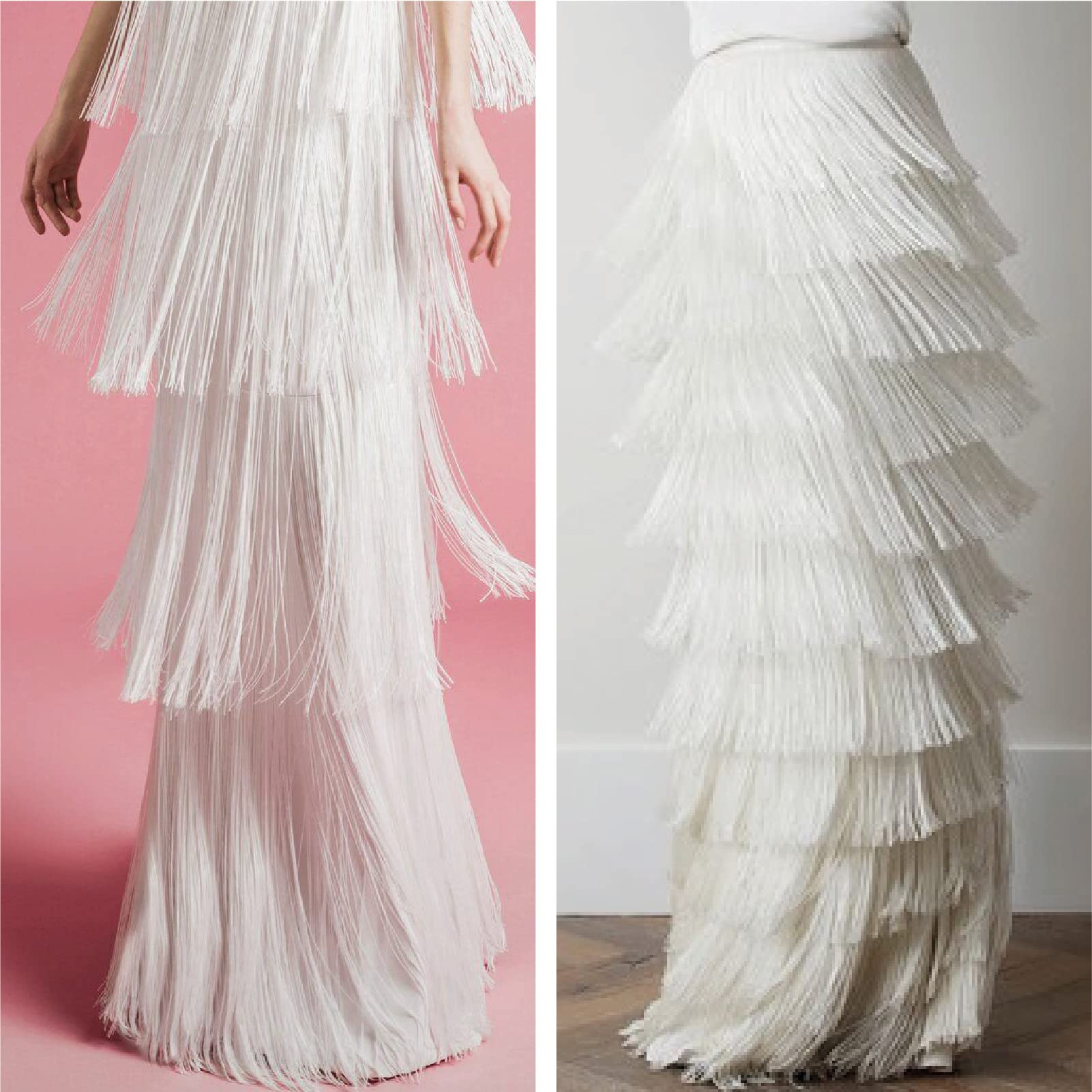 TEXTEX = Cuquillo Fringe for Sewing Flamenco and Sevillana. Composition Rayon 100%. Length of 15 cm. 5m Pieces. (Off White) - Image 4
