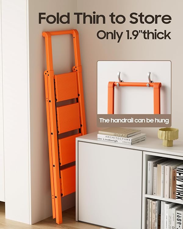 HillhutApex Aluminum 4 Step Ladder, Step Stool Foldable Ladder(Orange) by HillhutApex - Used condition - Image 7